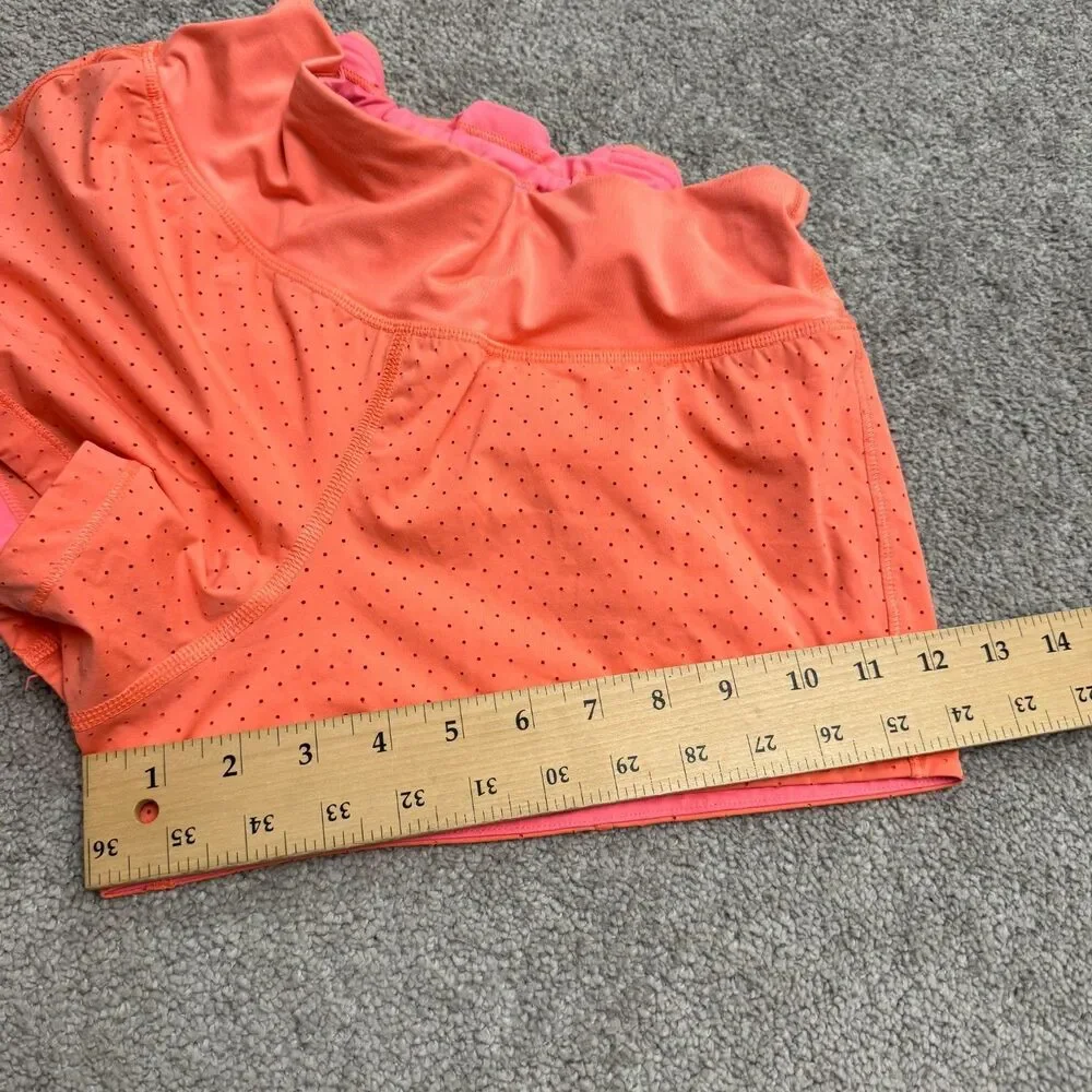 Lululemon Hotty Hot Running Shorts Women 4 Orange Perforated Athletic Active Run
